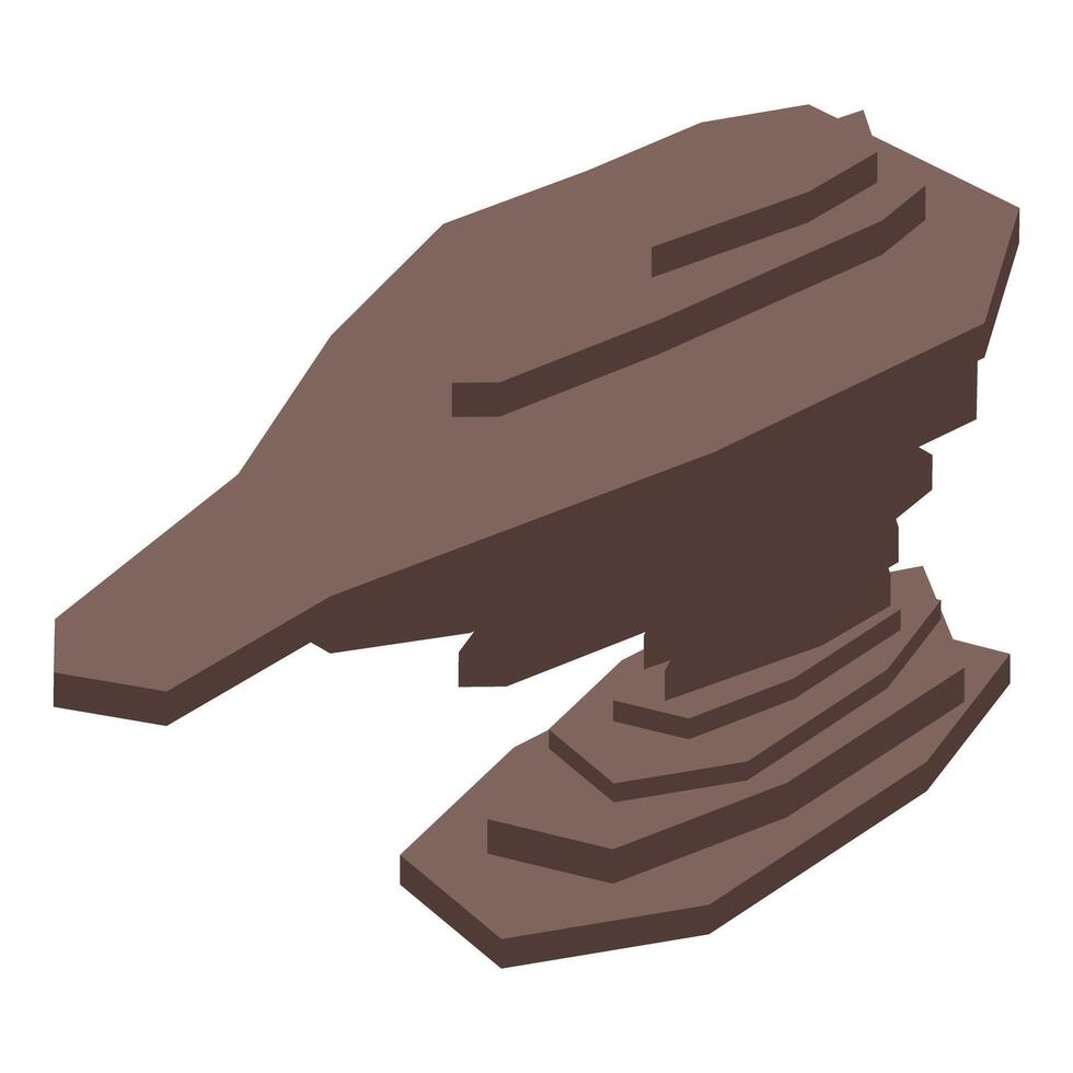 Brown rock formation with isometric projection vector