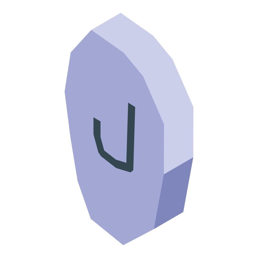 Purple isometric microchip processing unit showing letter u vector