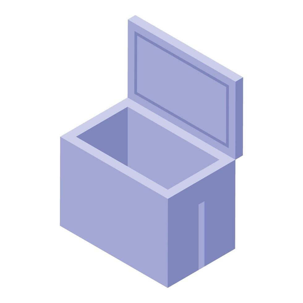 Portable freezer box open showing empty interior in isometric view vector