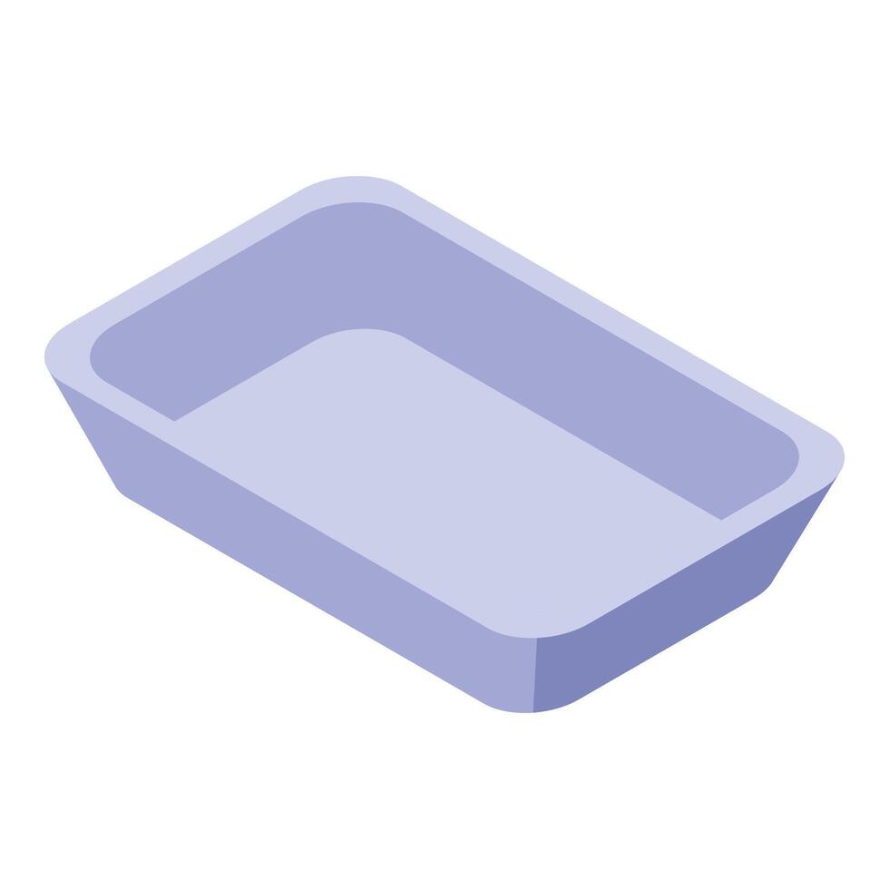 Empty plastic food tray isometric view for packaging and retail concepts vector