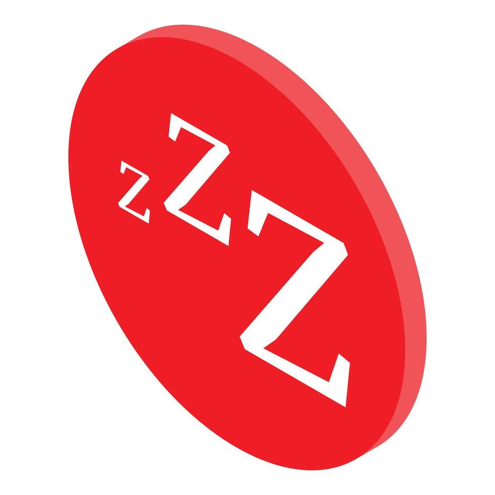 Red sleeping icon showing zzz letters representing sleep, rest, and dreams vector