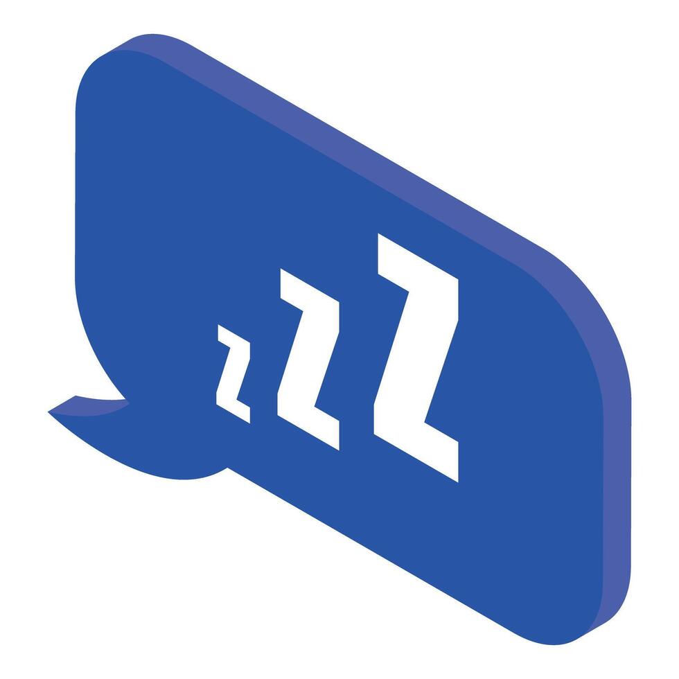Blue speech bubble showing zzz, representing sleep or boredom in online communication vector