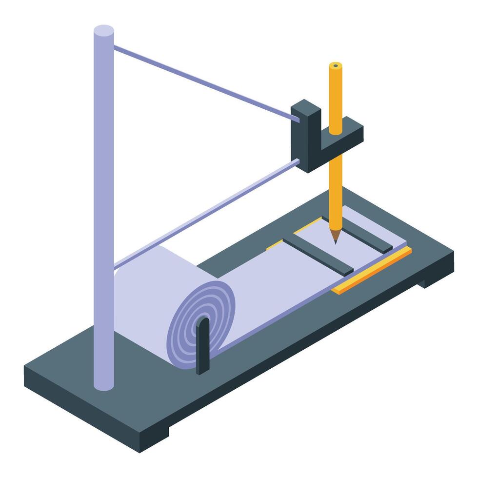 Plotter drawing machine creating lines on rolled paper with precision vector