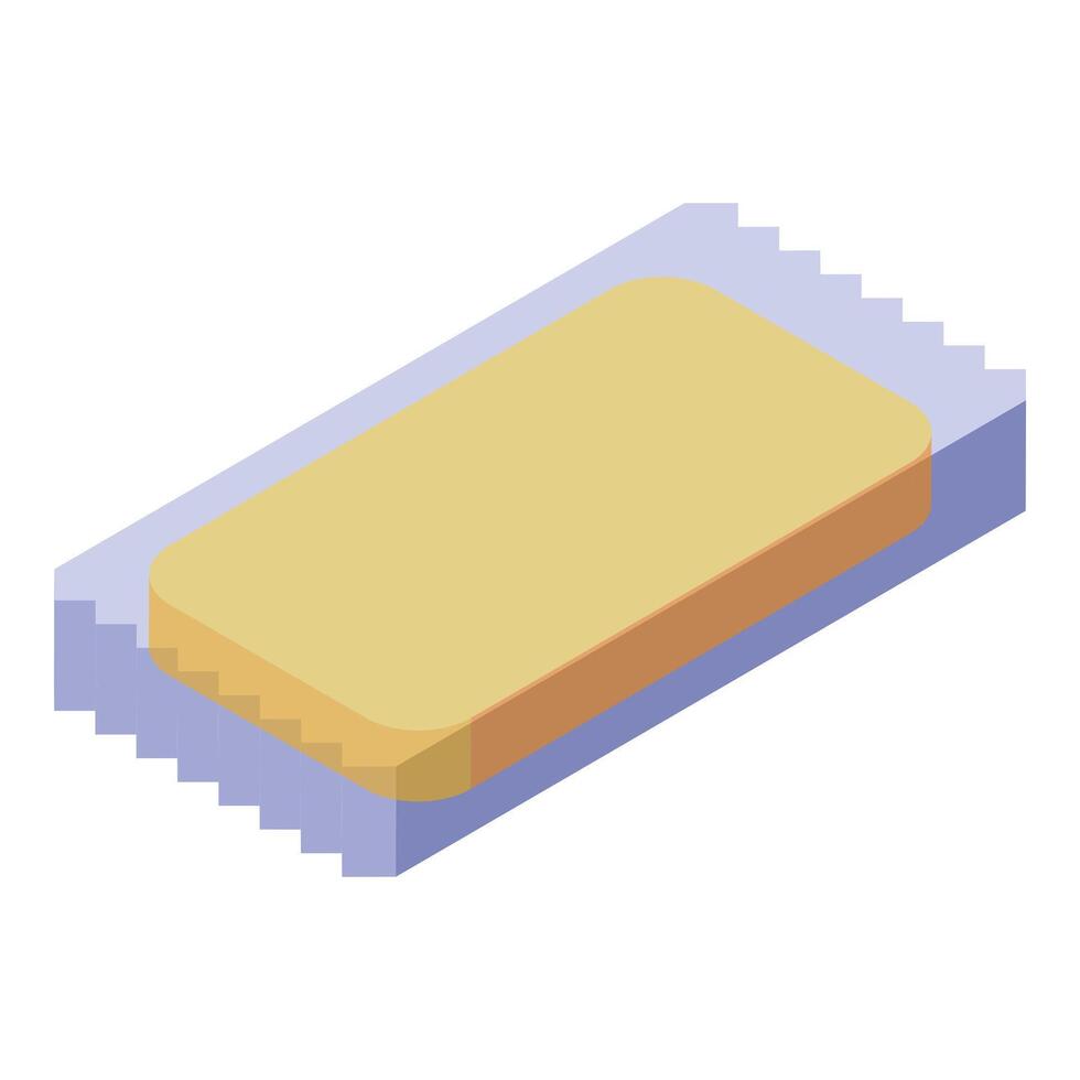 Single slice toast bread in packaging, isometric view vector