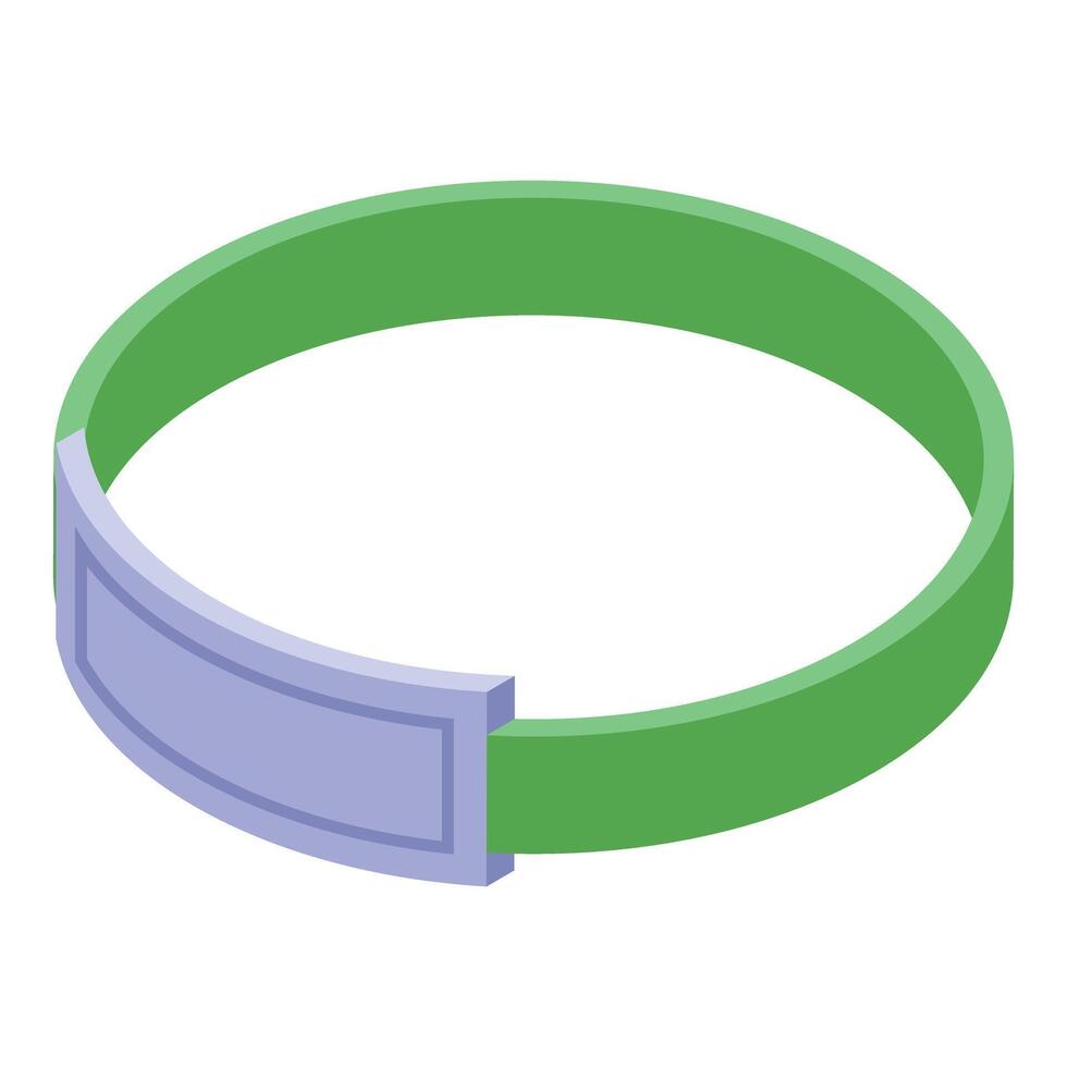 Green silicone bracelet with metal blank plate for engraving holding important information vector