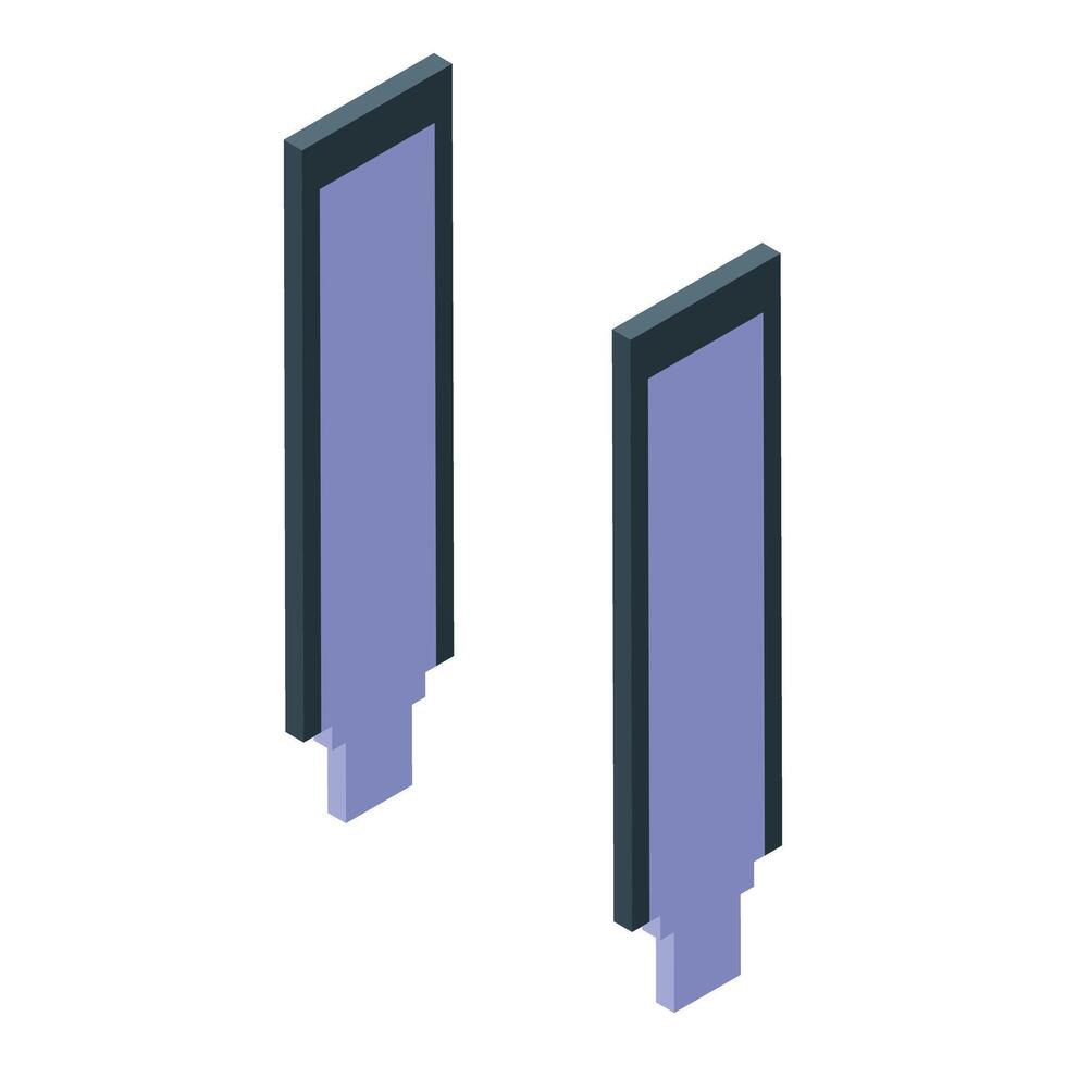 Pair of markers standing upright, ready for use, in an isometric view vector