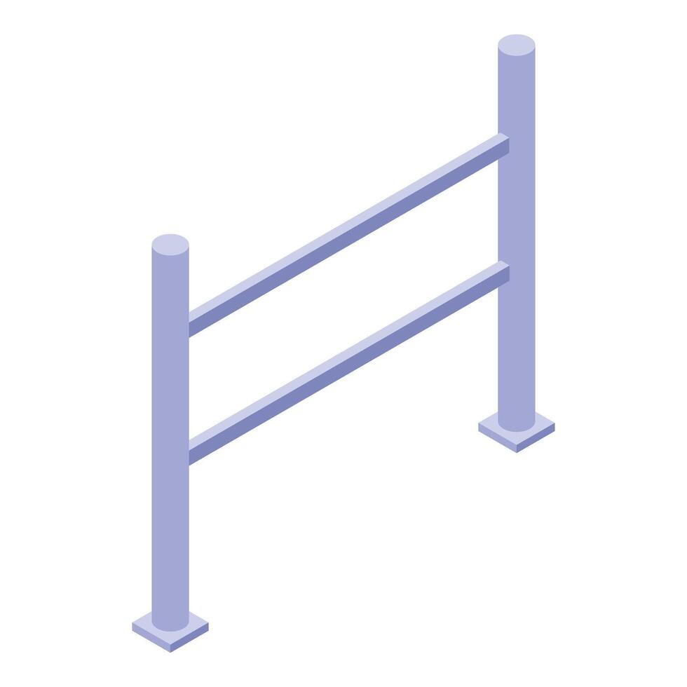 Metal barrier providing security and crowd control in isometric view vector