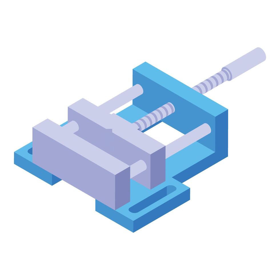 Bench vise gripping tool holding securely isometric icon vector