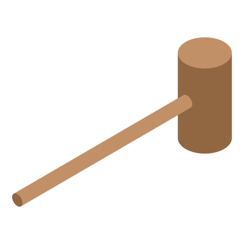 Wooden hammer with long handle on white background isometric view vector
