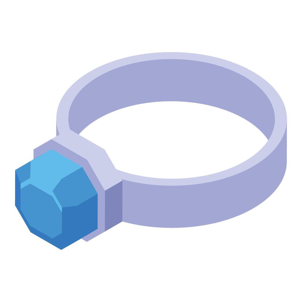 Silver ring holding a sparkling light blue topaz gemstone vector