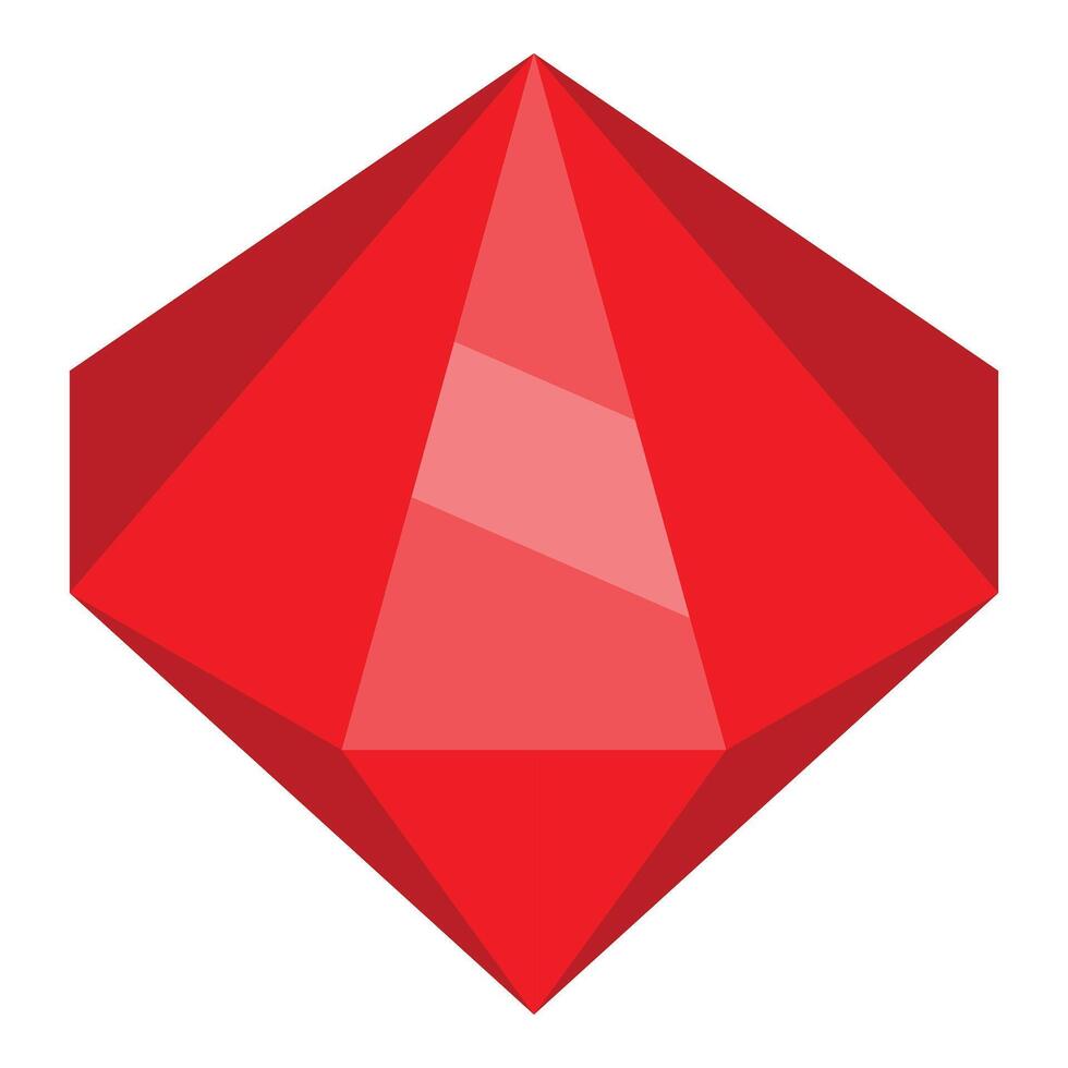 Shiny red gemstone reflecting light on white background vector