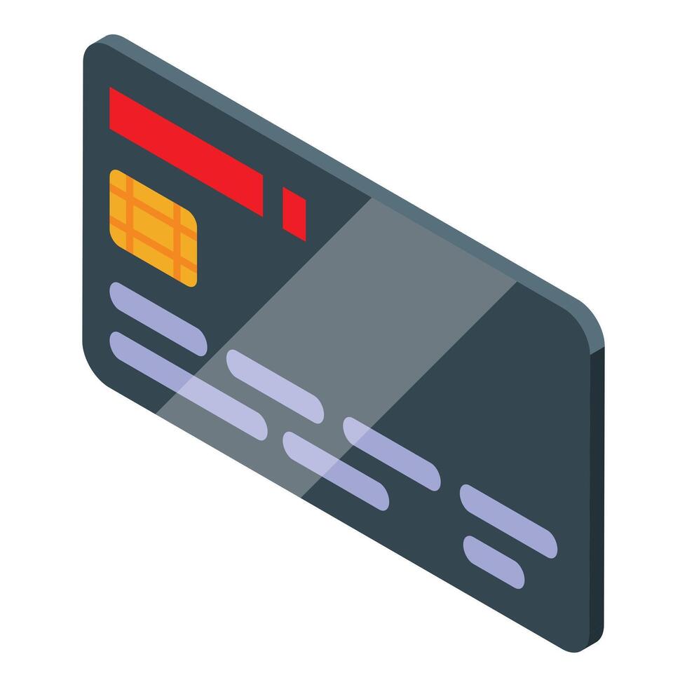 Modern credit card showing microchip and magnetic stripe in isometric view vector