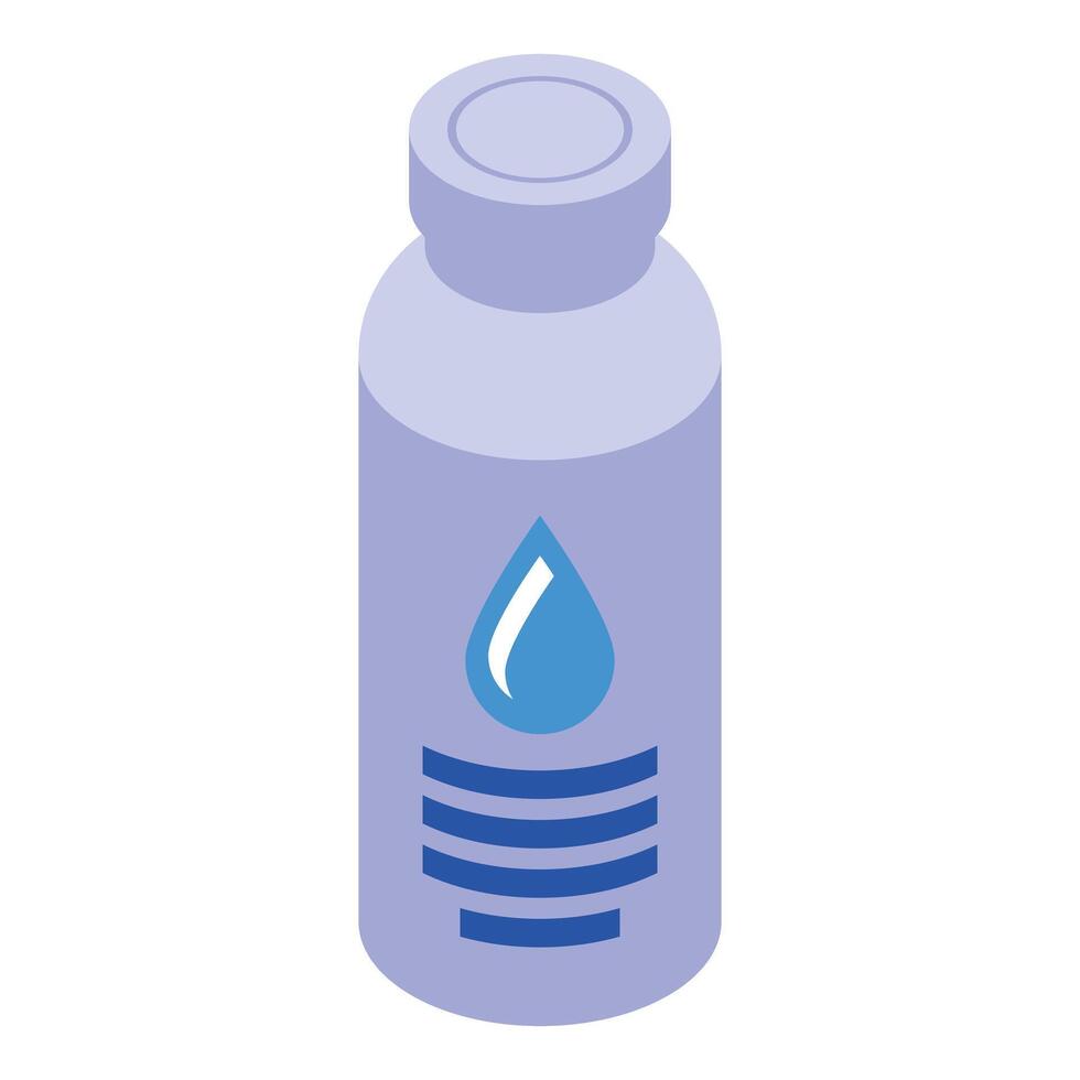 Isometric water bottle showing purity and hydration vector