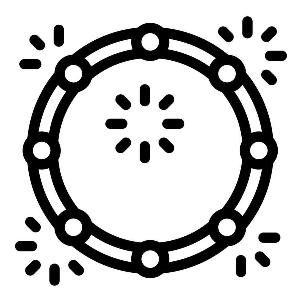 Circular progress bar showing loading status with eight nodes and sparkles effect vector