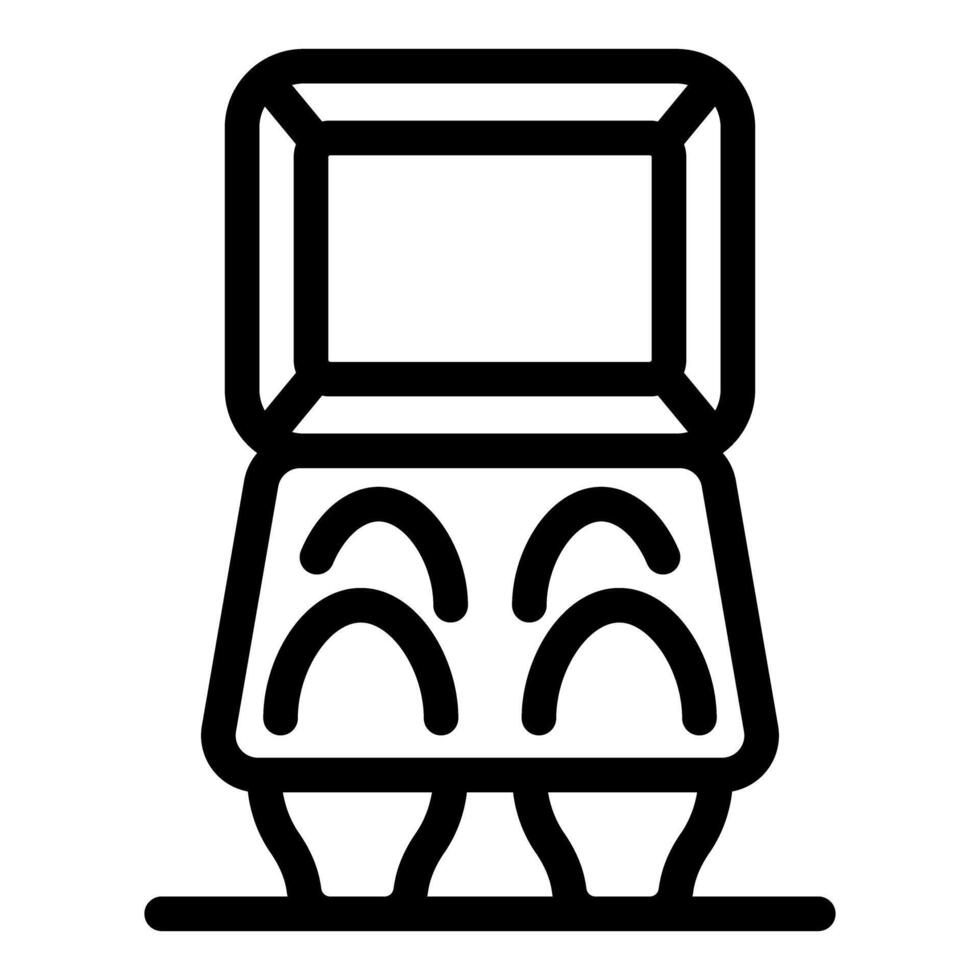 Open egg carton standing on table for breakfast cooking vector