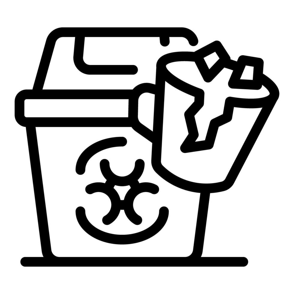 Broken medical waste container pouring biohazard waste into biohazard bin vector