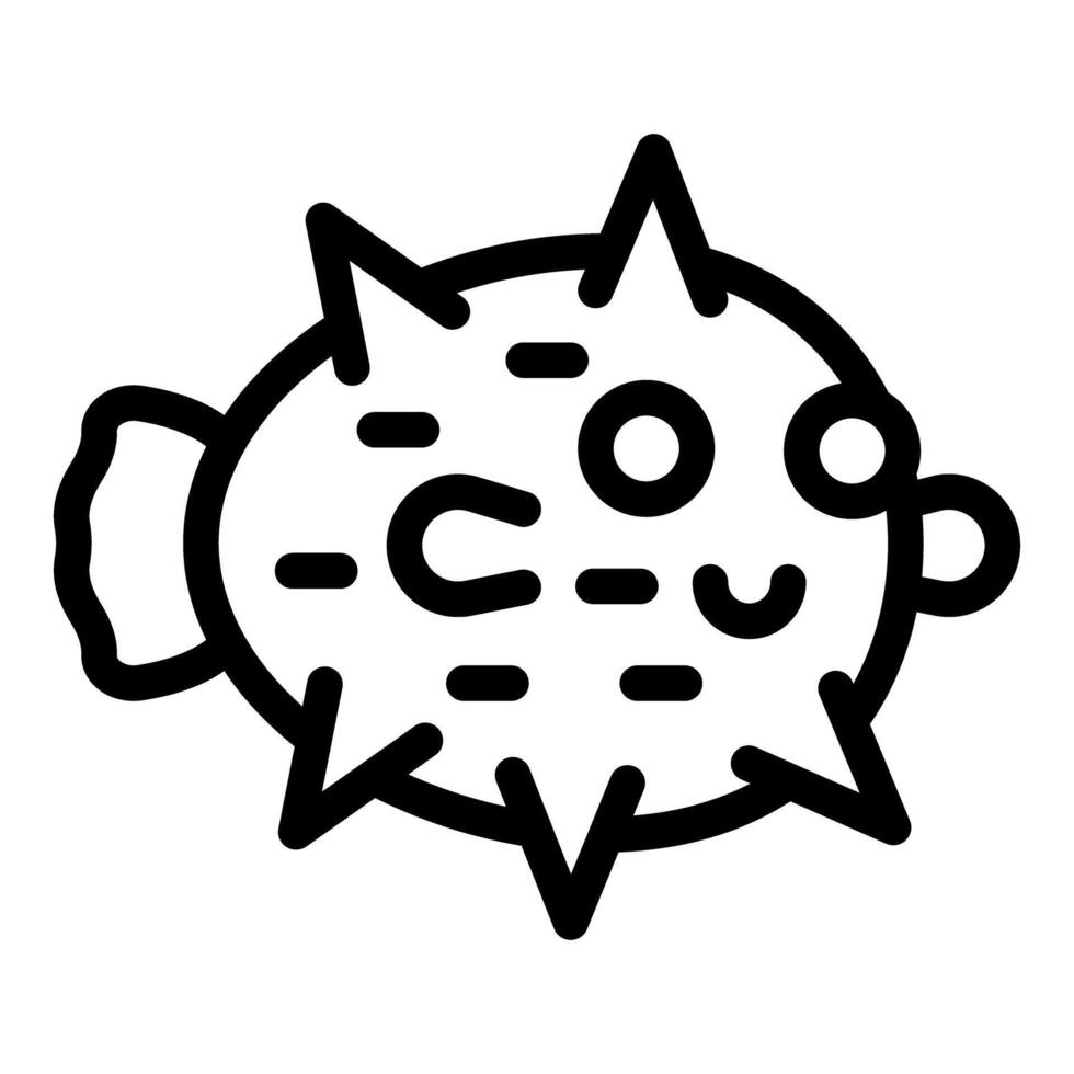 Puffer fish swimming underwater, spiky and inflated, marine life concept vector