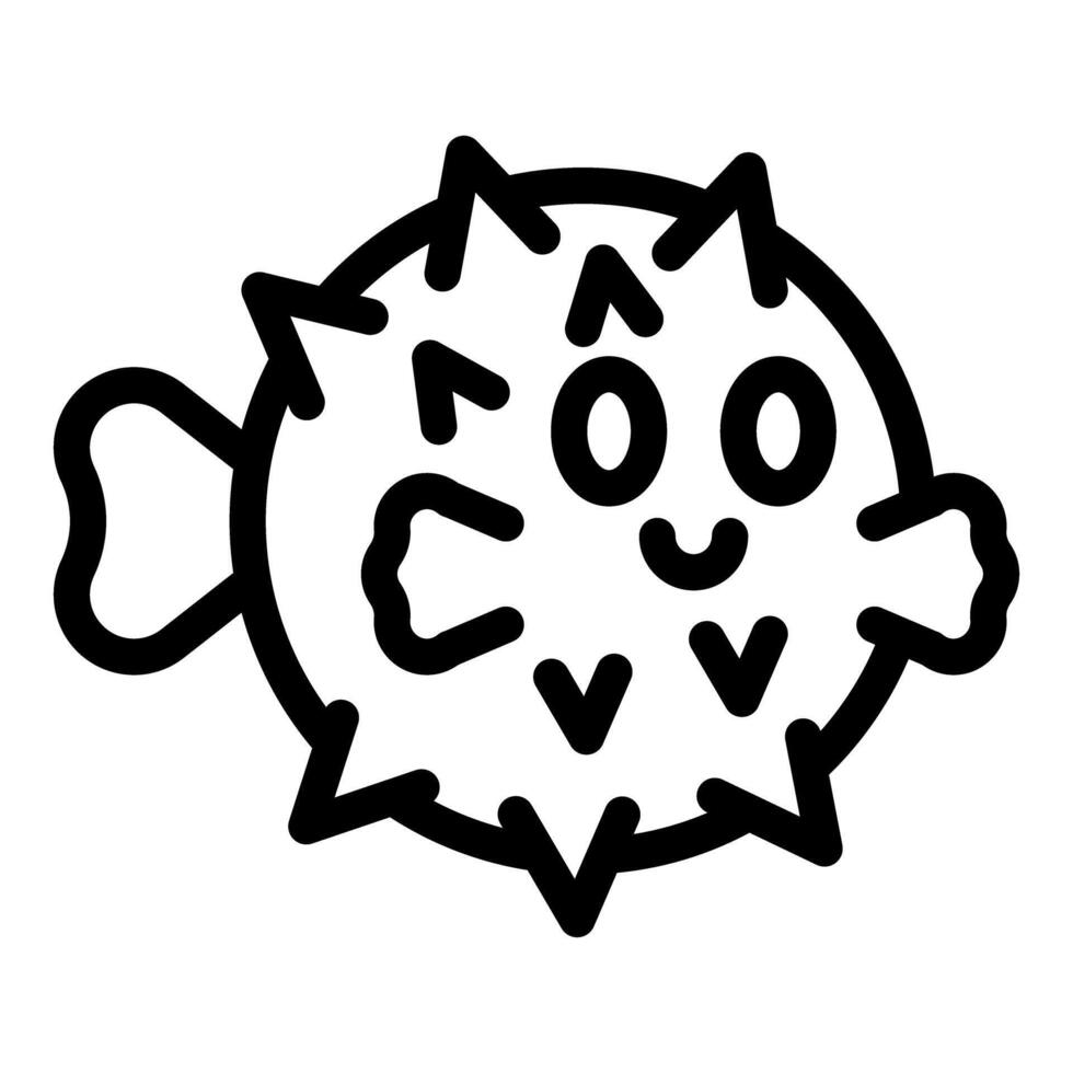 Cute pufferfish cartoon character smiling and swimming vector