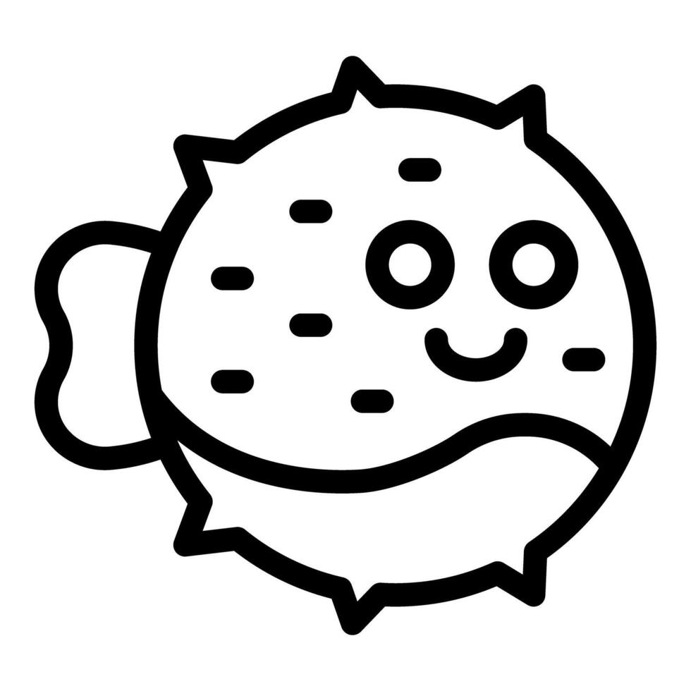 Cute puffer fish cartoon character smiling and inflated vector
