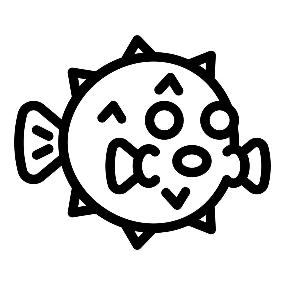 Pufferfish blowing up its body with spikes, a funny sea creature vector