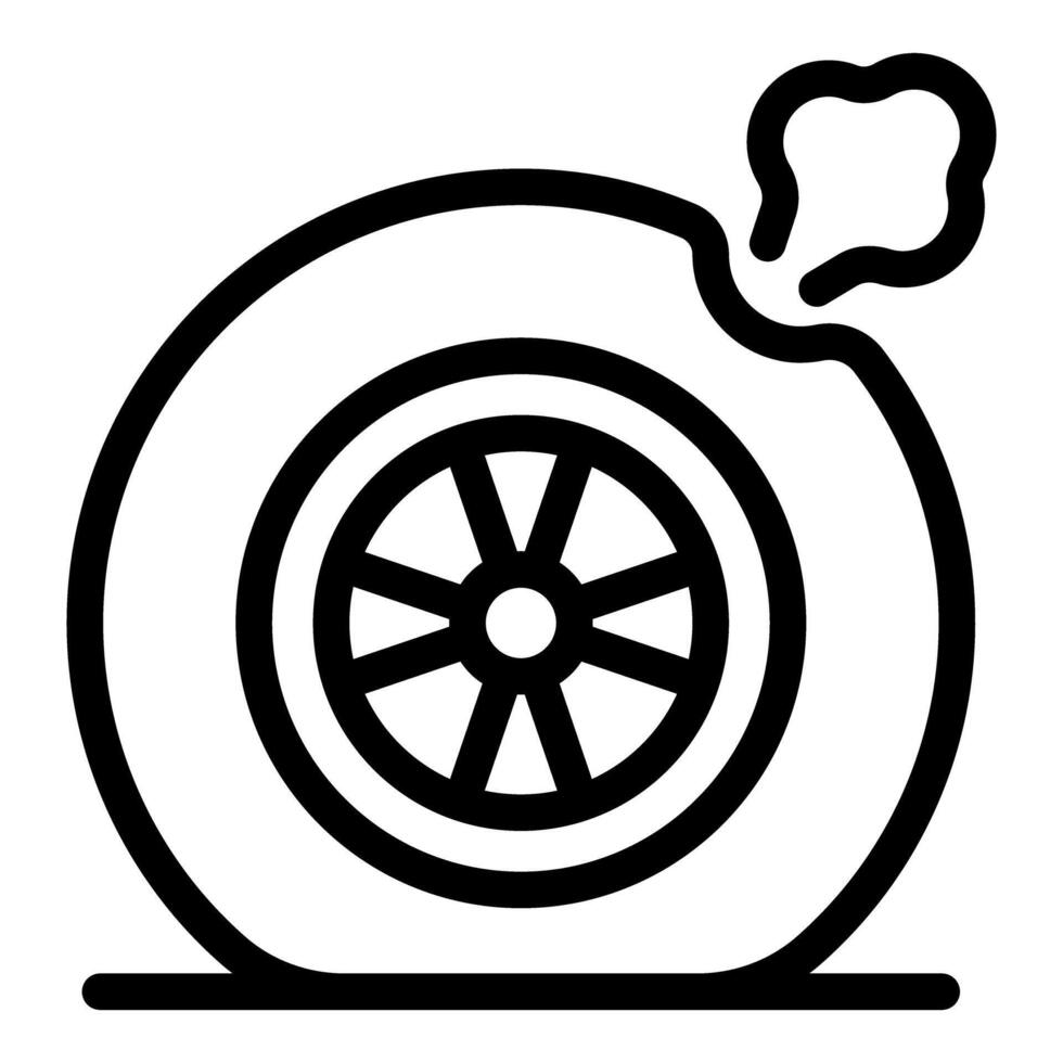 Flat tire losing air with smoke coming out of hole vector