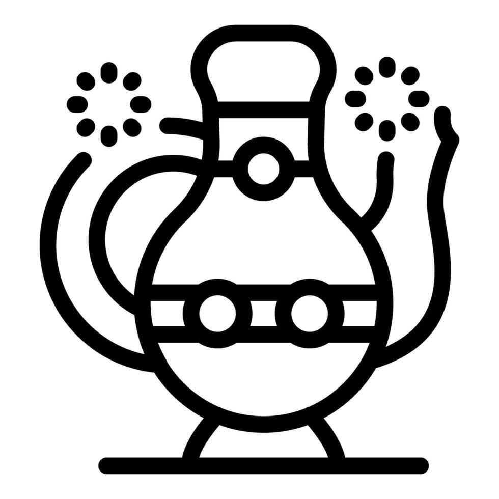 Magic teapot brewing sparkling potion with swirling steam and glowing embellishments vector