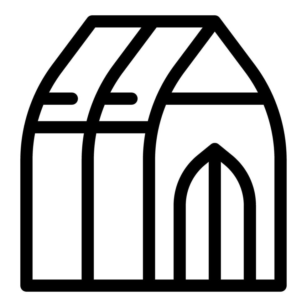 Greenhouse protecting plants with double arch roof and closed door vector