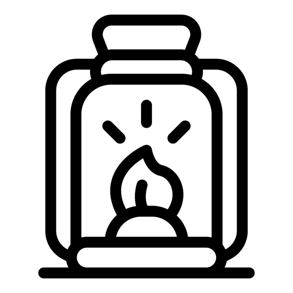 Camping lantern burning brightly providing light in the wilderness vector