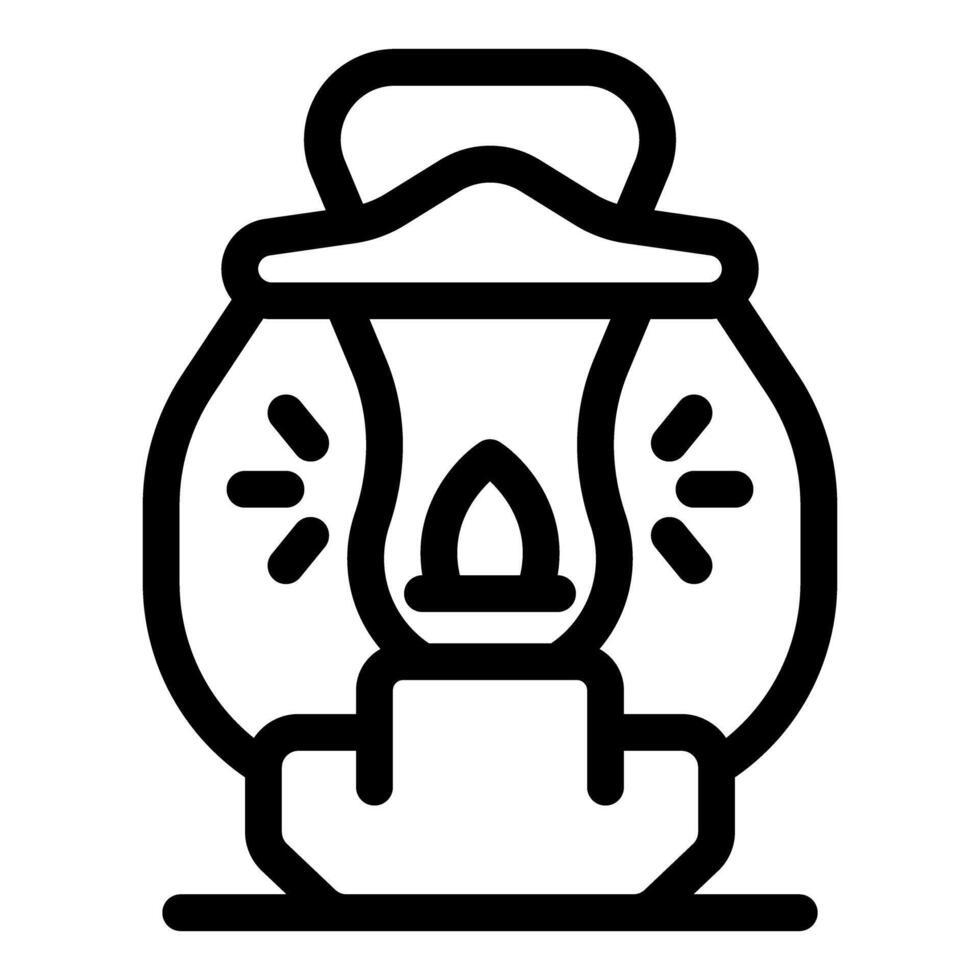 Camping lantern emits warm, glowing light in the darkness vector