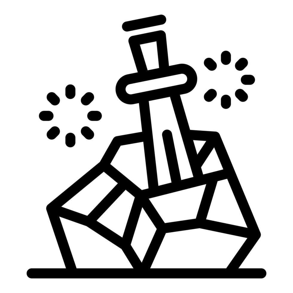 Legendary sword in the stone emanating magic sparks vector