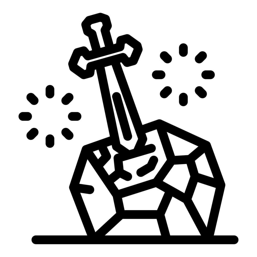 Sword stuck in a stone with sparks celebrating a legendary achievement vector