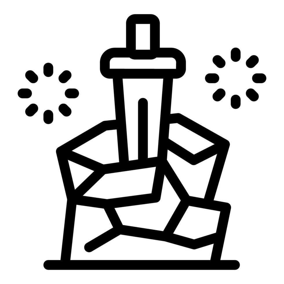 Legendary sword in the stone with sparks celebrating the myth of king arthur vector