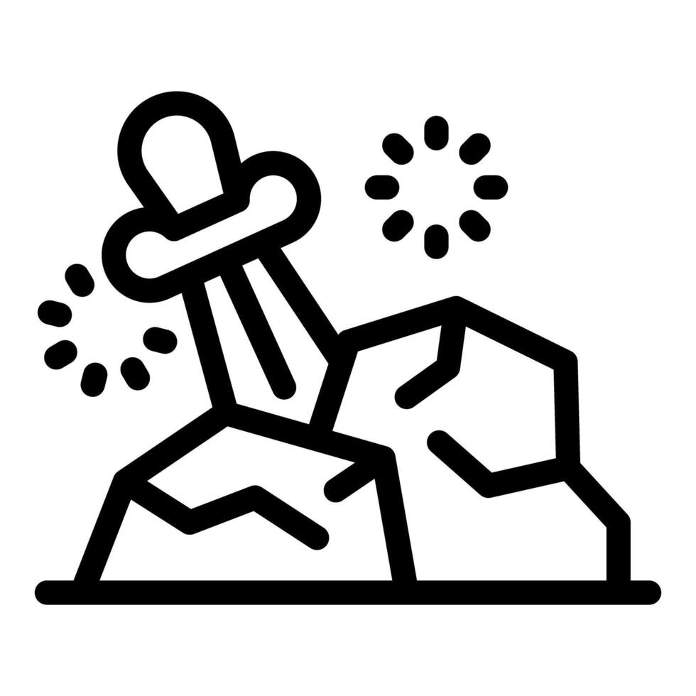 Sword stuck in stone emitting bright sparks, excalibur, arthurian legend vector