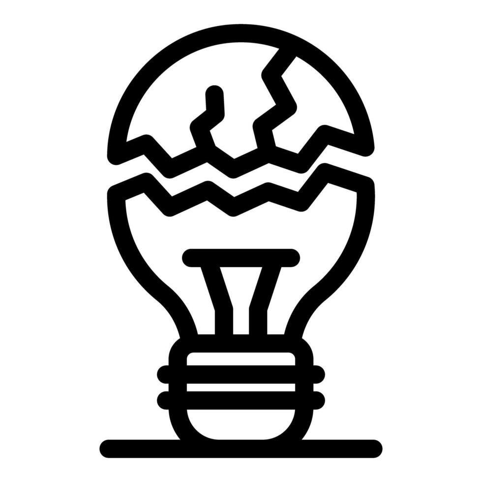 Broken light bulb symbolizing lack of ideas and innovation vector