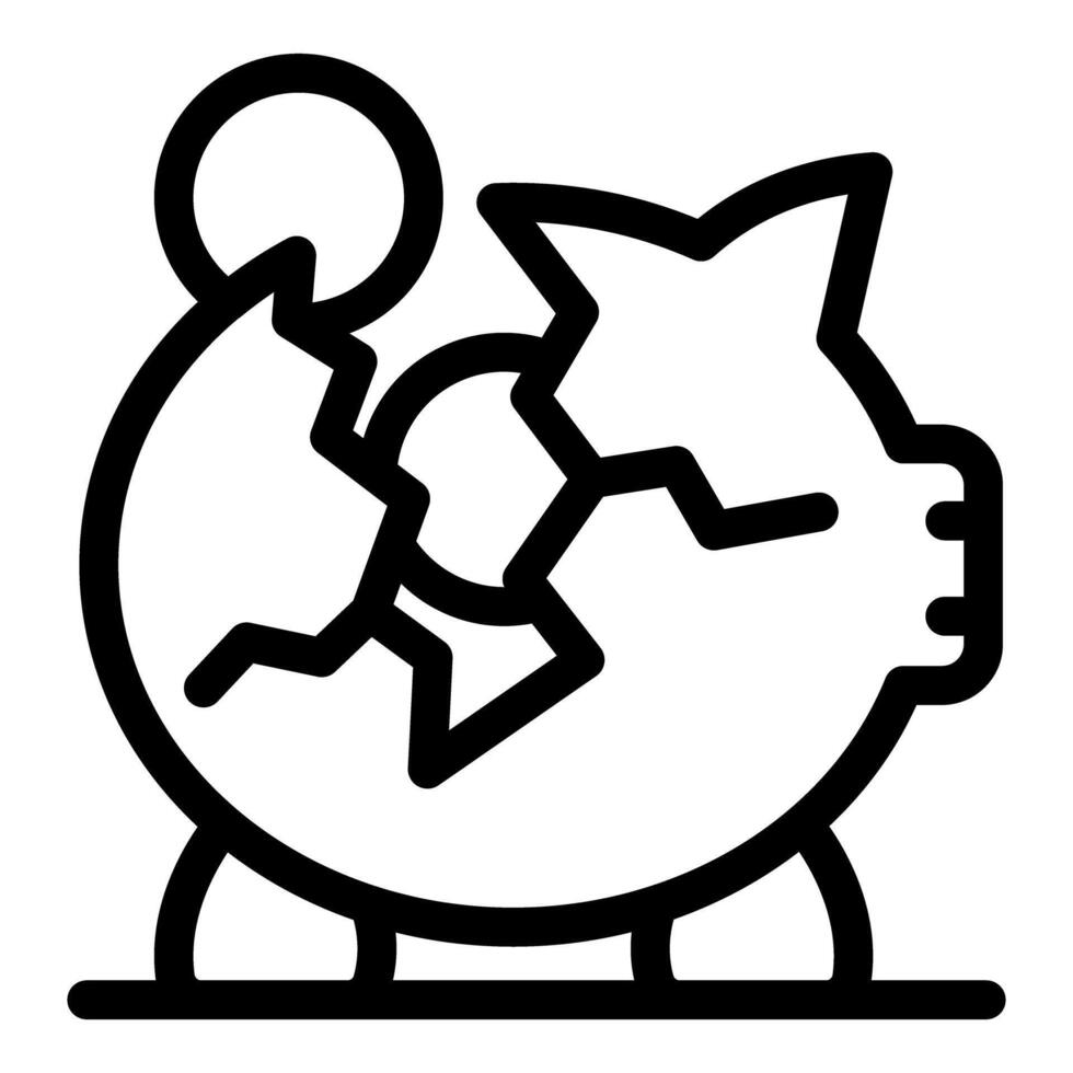 Broken piggy bank losing coins representing financial crisis vector