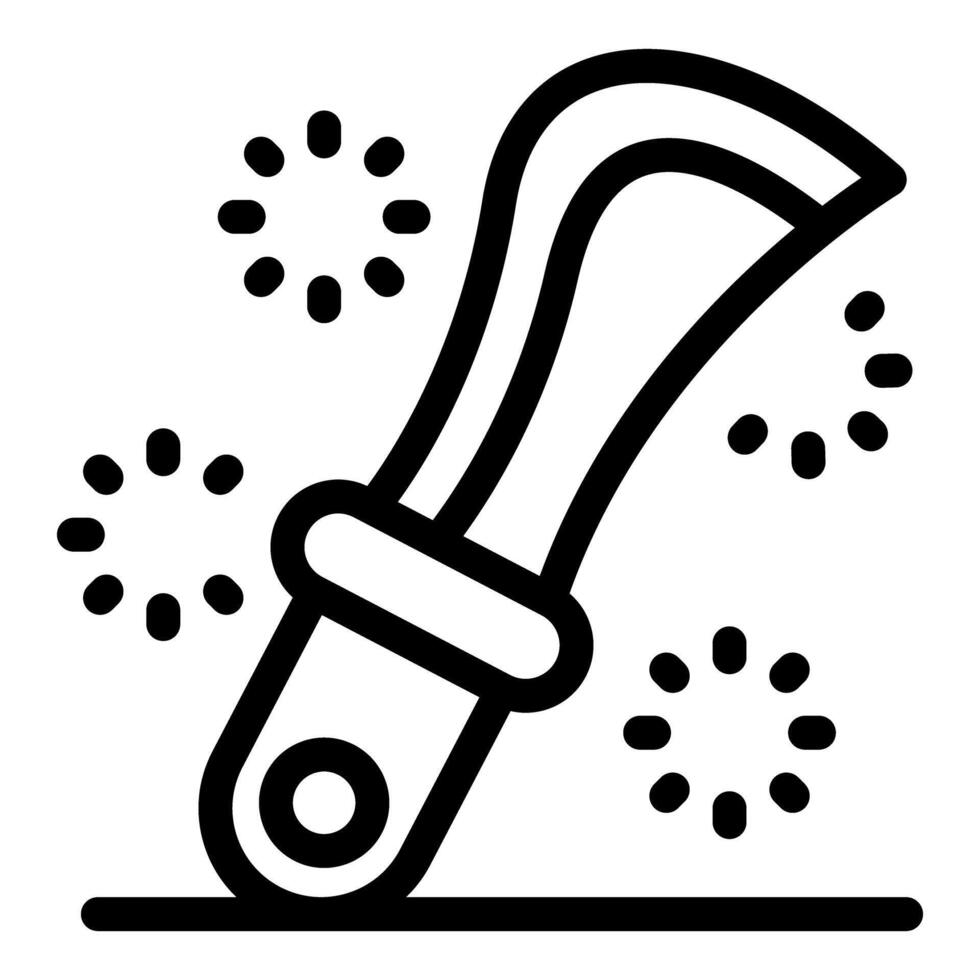 Throwing knife striking target with motion lines depicting speed and precision vector