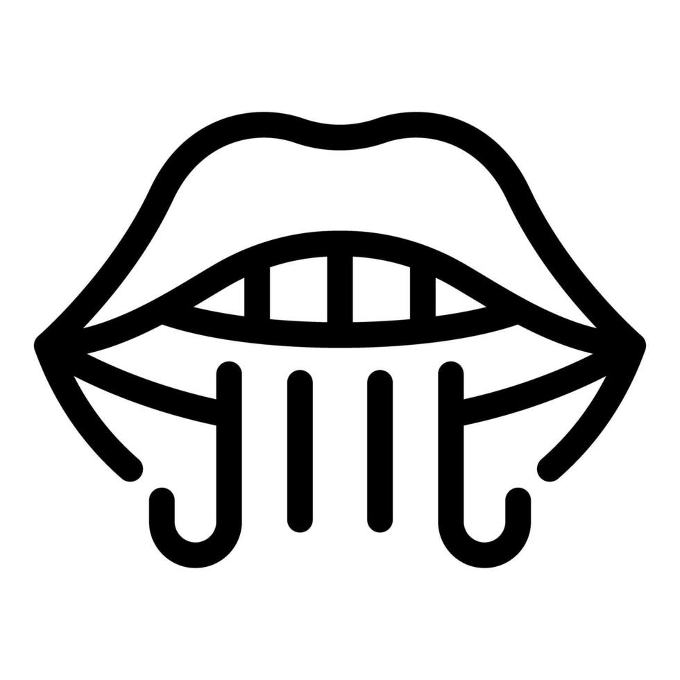 Open mouth saying word starting with j, simple black and white line art icon vector