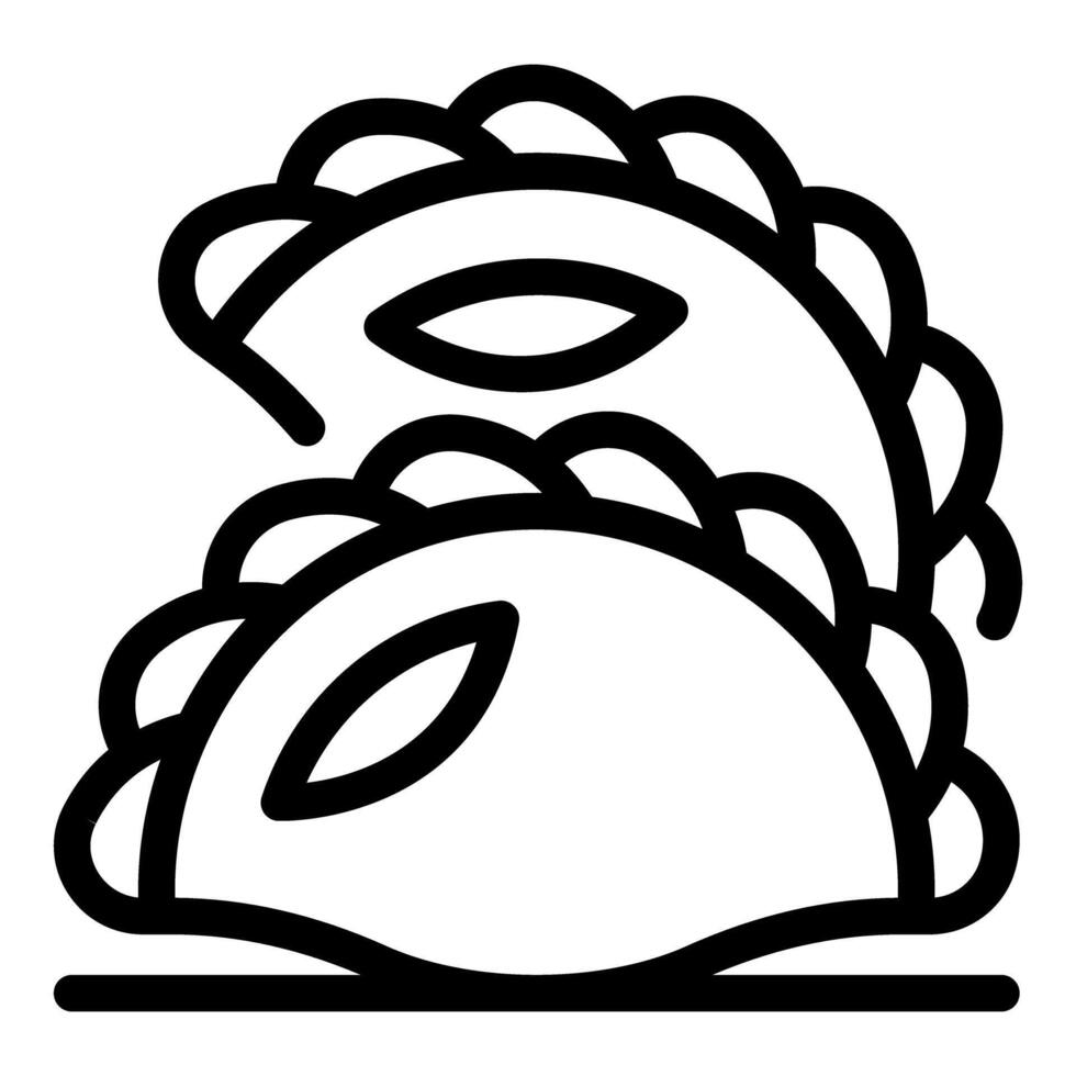 Two empanadas, traditional south american pastry, street food icon vector