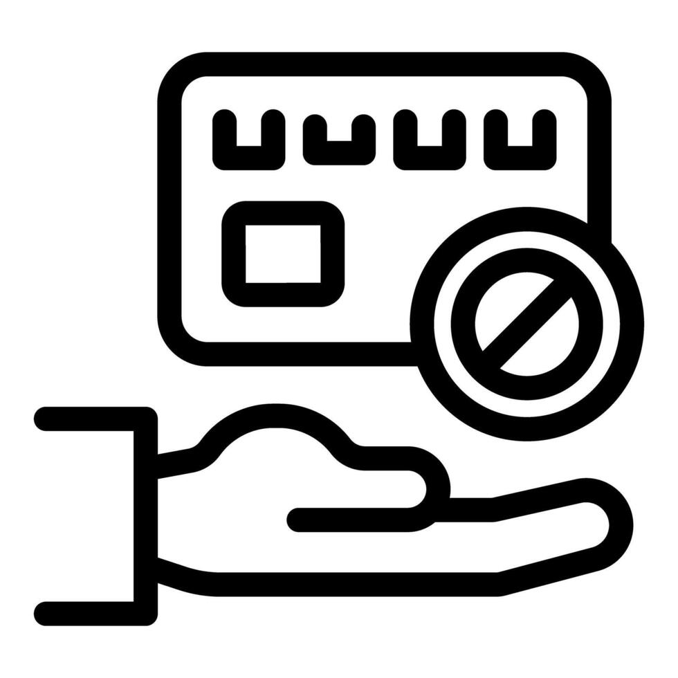 Hand holding declined credit card, payment failure icon vector