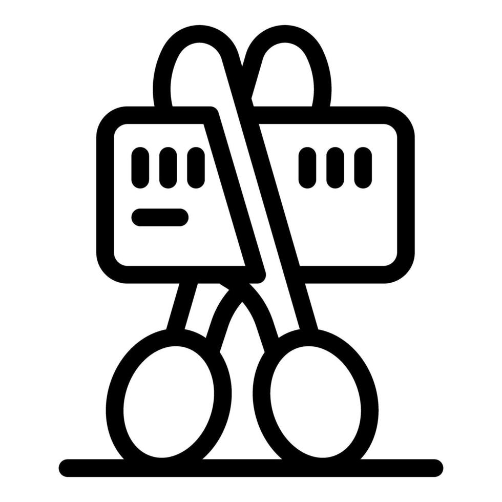 Scissors cutting credit card representing financial problems and bankruptcy vector