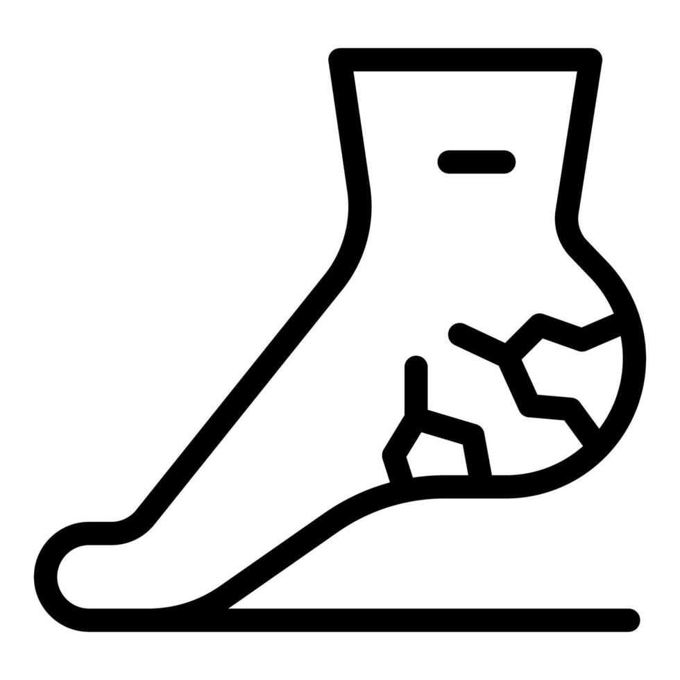 Dry skin on heel causing cracks and discomfort icon vector