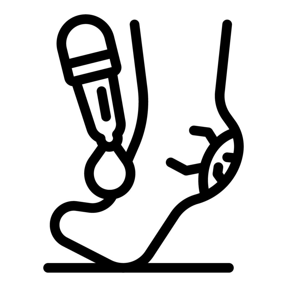 Doctor using ultrasound scanner examining heel skin for wart treatment vector
