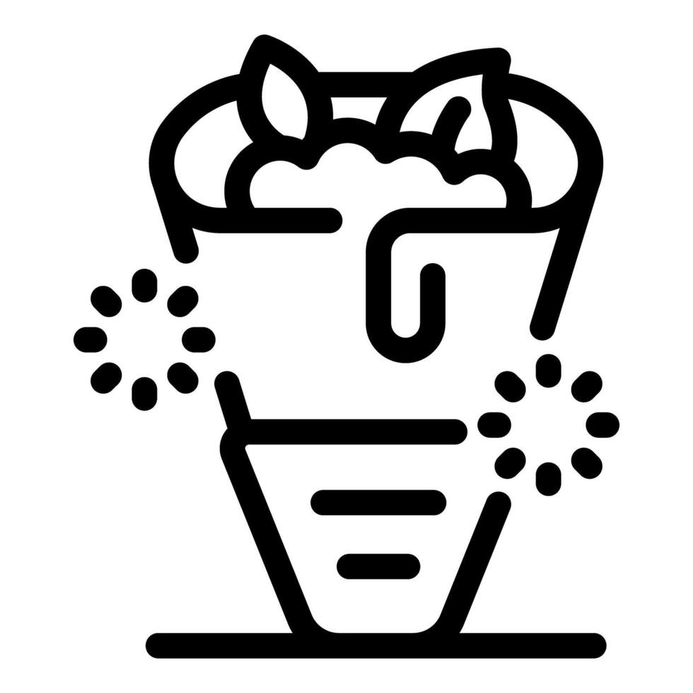 Freshly made waffle with chocolate and leaves is ready to be enjoyed vector