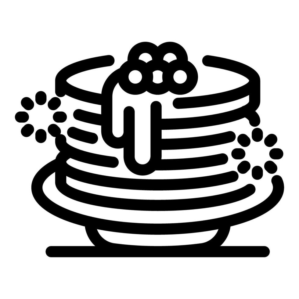 Delicious pancakes with syrup and berries being served on plate for breakfast vector