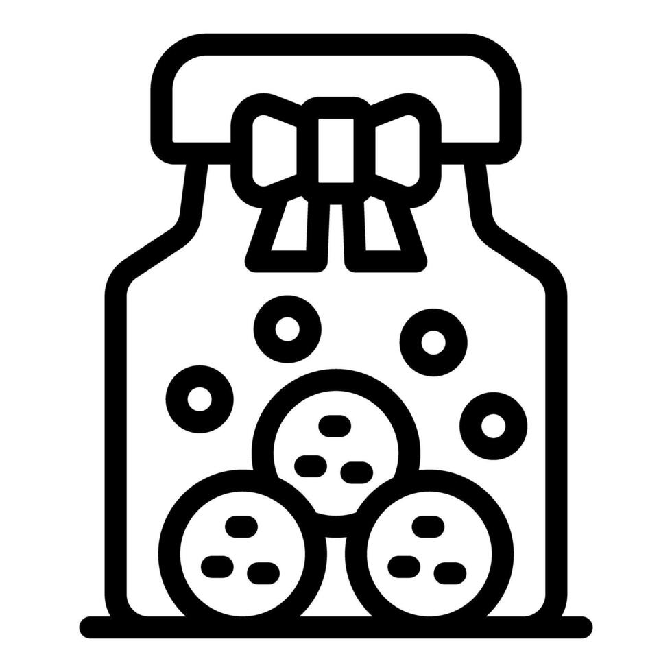 Cookies jar with ribbon bow, homemade sweets preserved in glass container vector