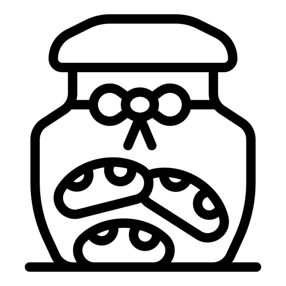 Cookies preserved in glass jar with decorative bow vector