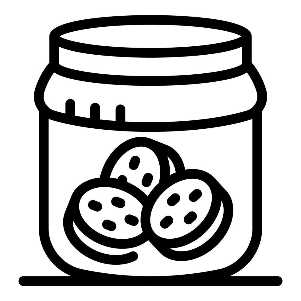 Glass jar preserving delicious chocolate chip cookies vector