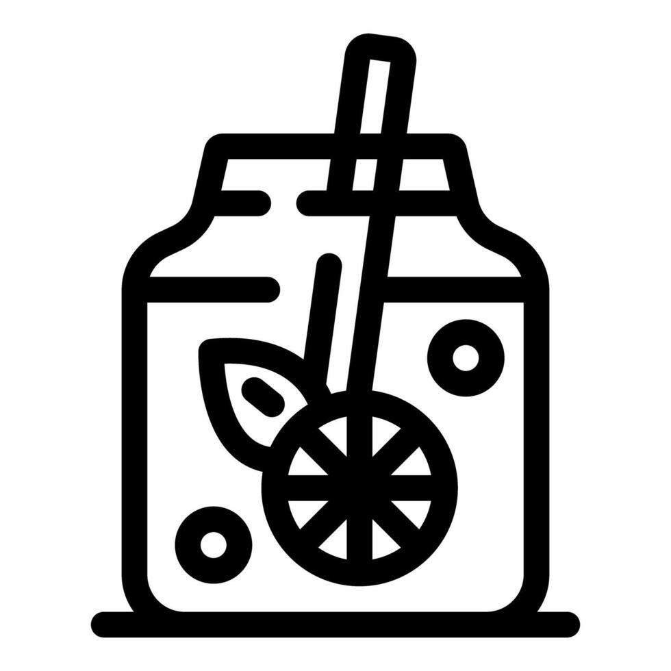 Mason jar with citrus fruit slice, mint leaf, and straw, refreshing summer drink vector