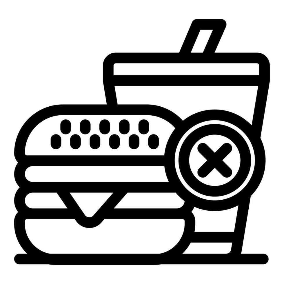 No fast food allowed, hamburger and soda with prohibition symbol vector