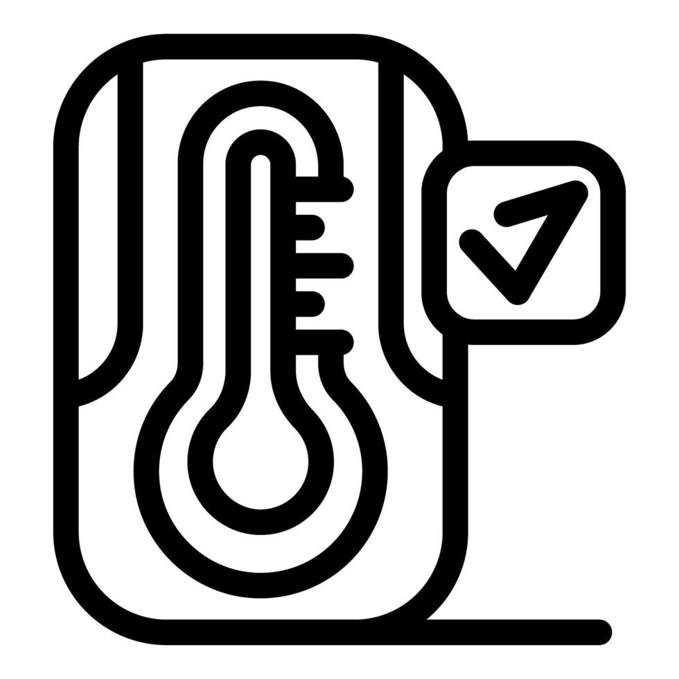 Temperature control device showing normal temperature with check mark vector